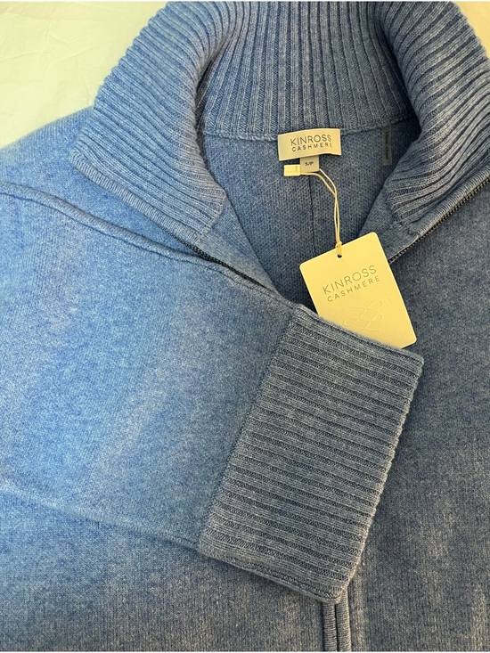 Kinross Sweaters - kinross sky blue cashmere zip-up